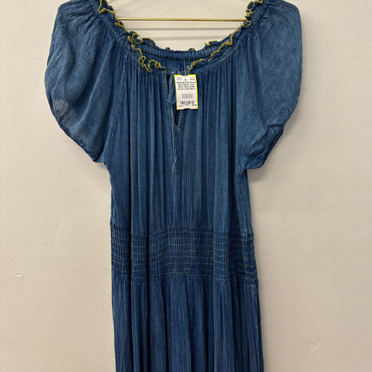 Blue Denim Look Short Sleeve Midi Dress Large