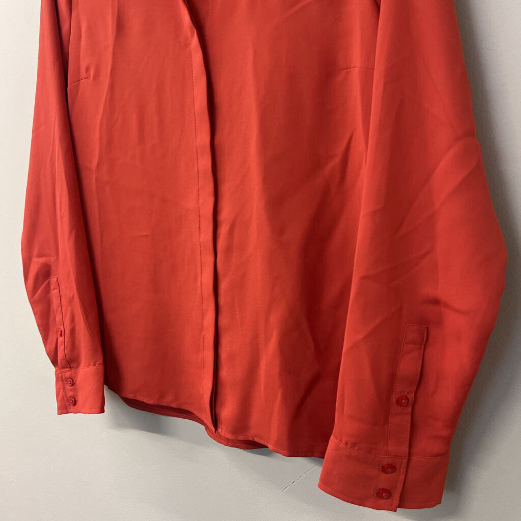 Orange Silky Blouse Longsleeve Small