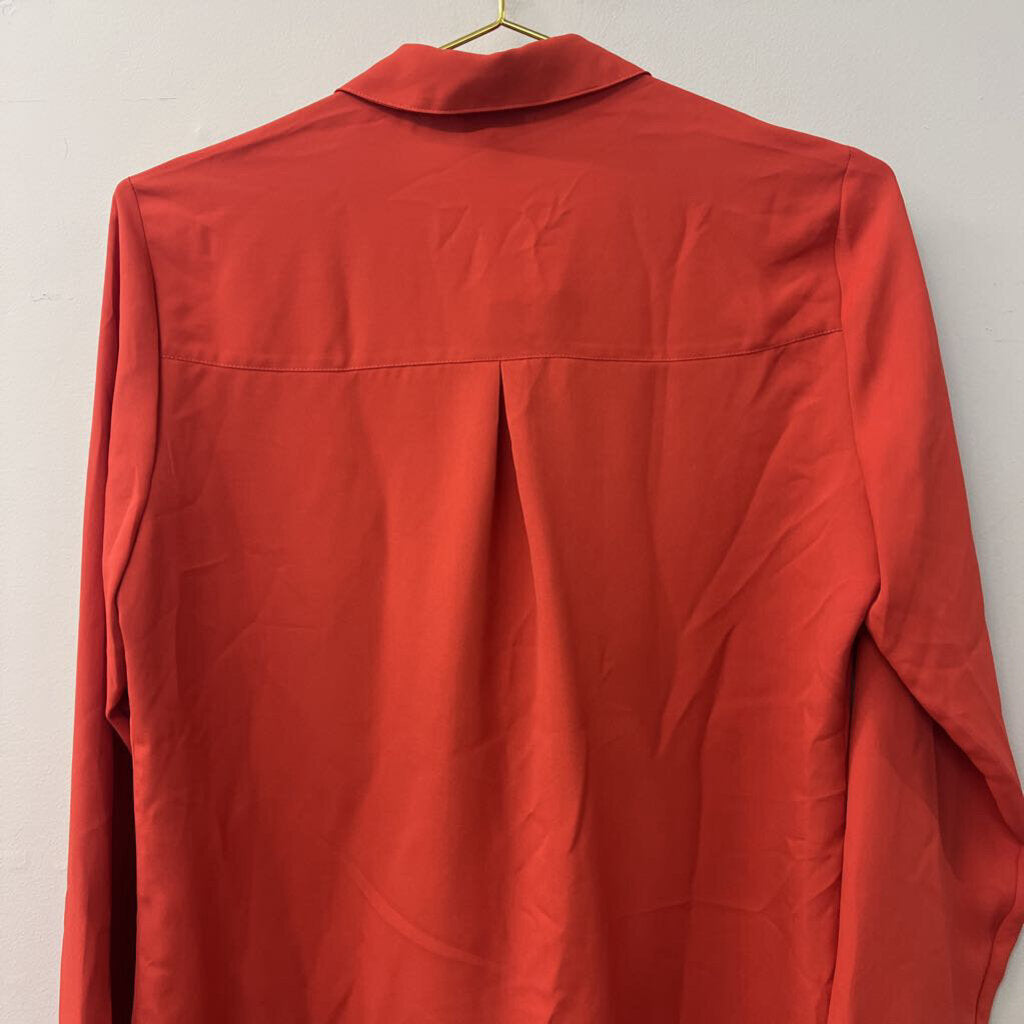 Orange Silky Blouse Longsleeve Small