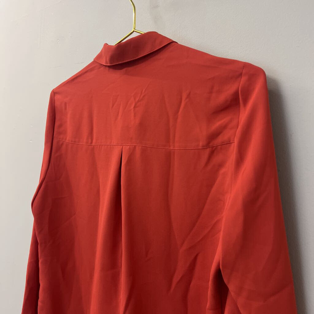 Orange Silky Blouse Longsleeve Small