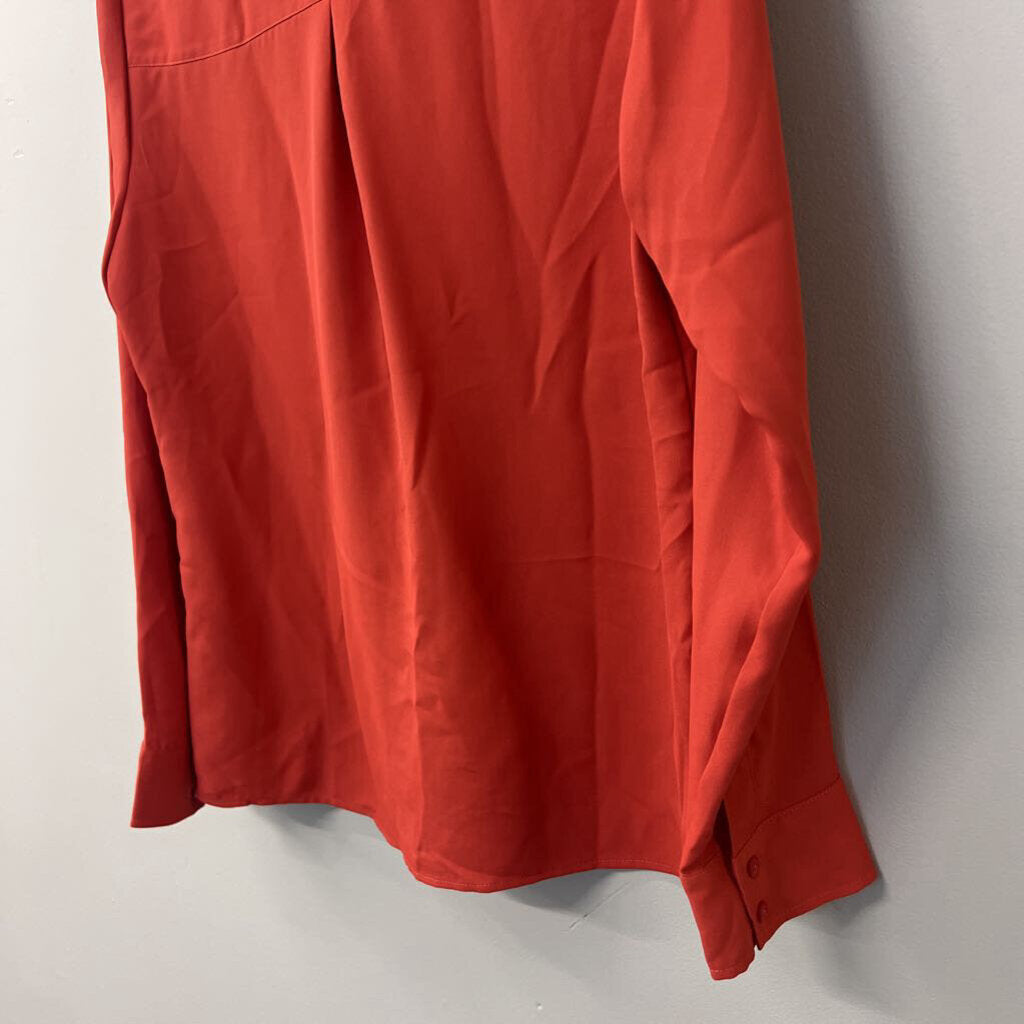 Orange Silky Blouse Longsleeve Small