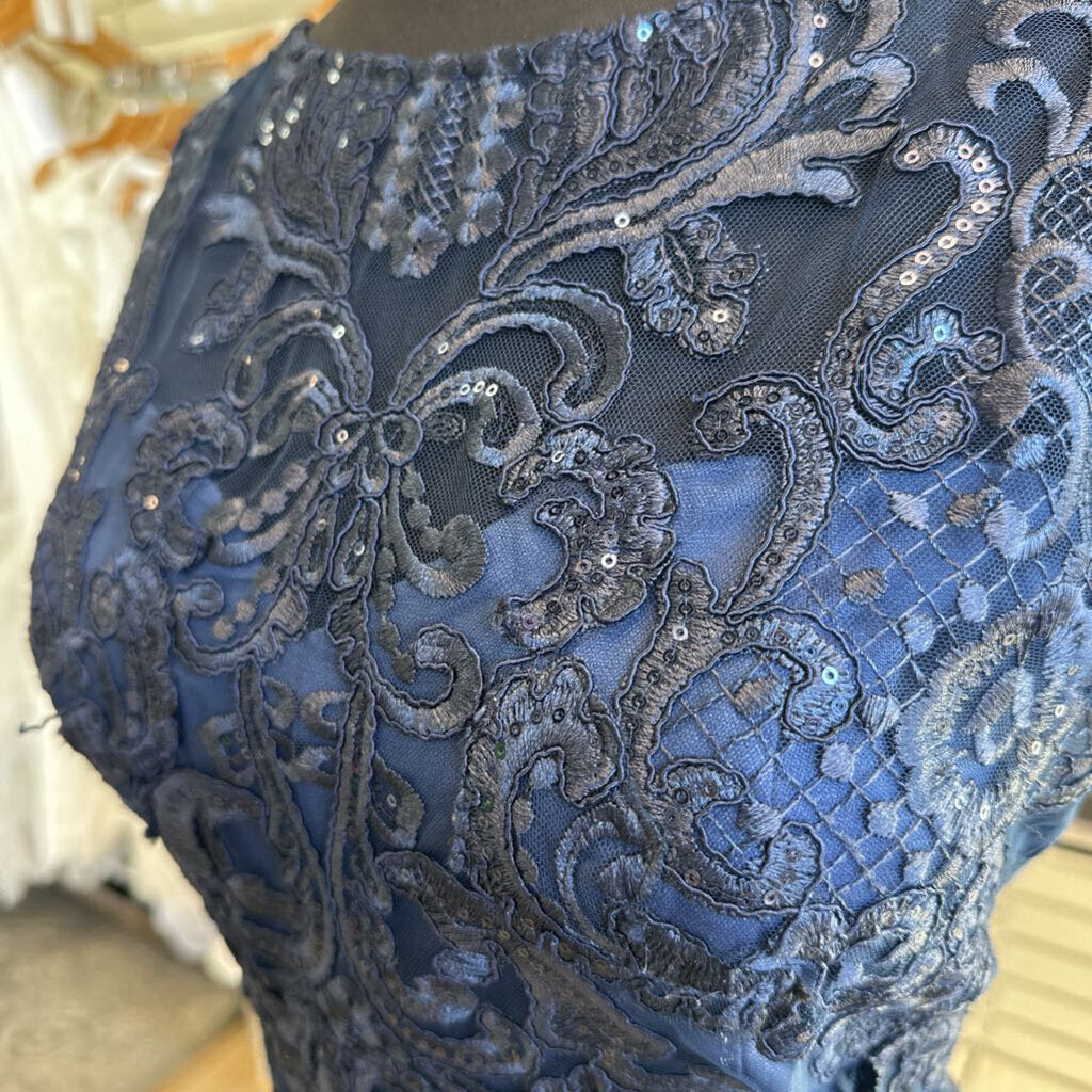 La Femme Lace Short Sleeve Long Dress 10