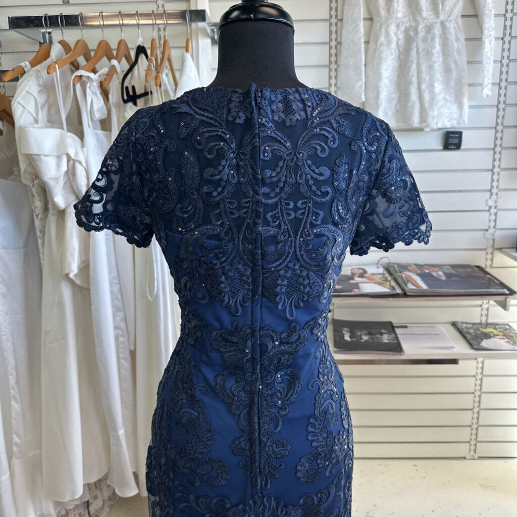 La Femme Lace Short Sleeve Long Dress 10