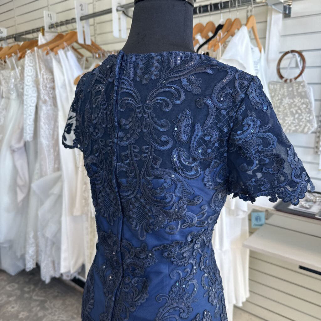 La Femme Lace Short Sleeve Long Dress 10