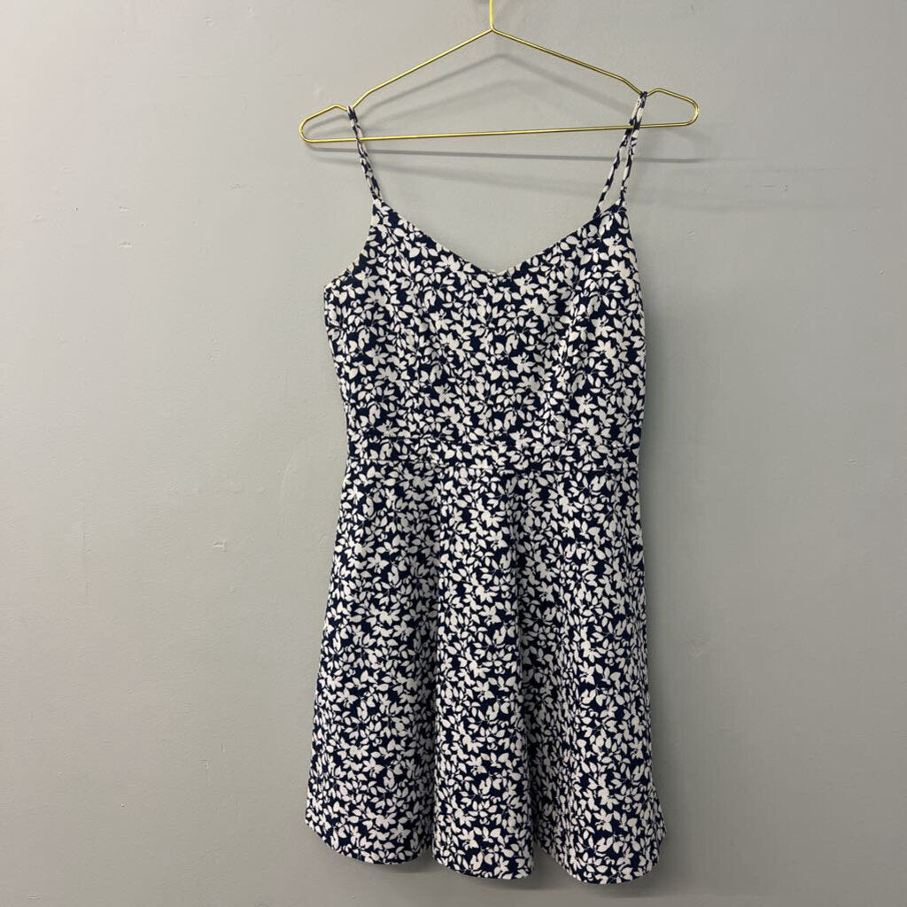 Joie Navy/ White Flower Print Textured Dress Medium