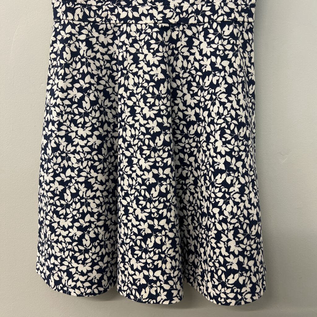 Joie Navy/ White Flower Print Textured Dress Medium