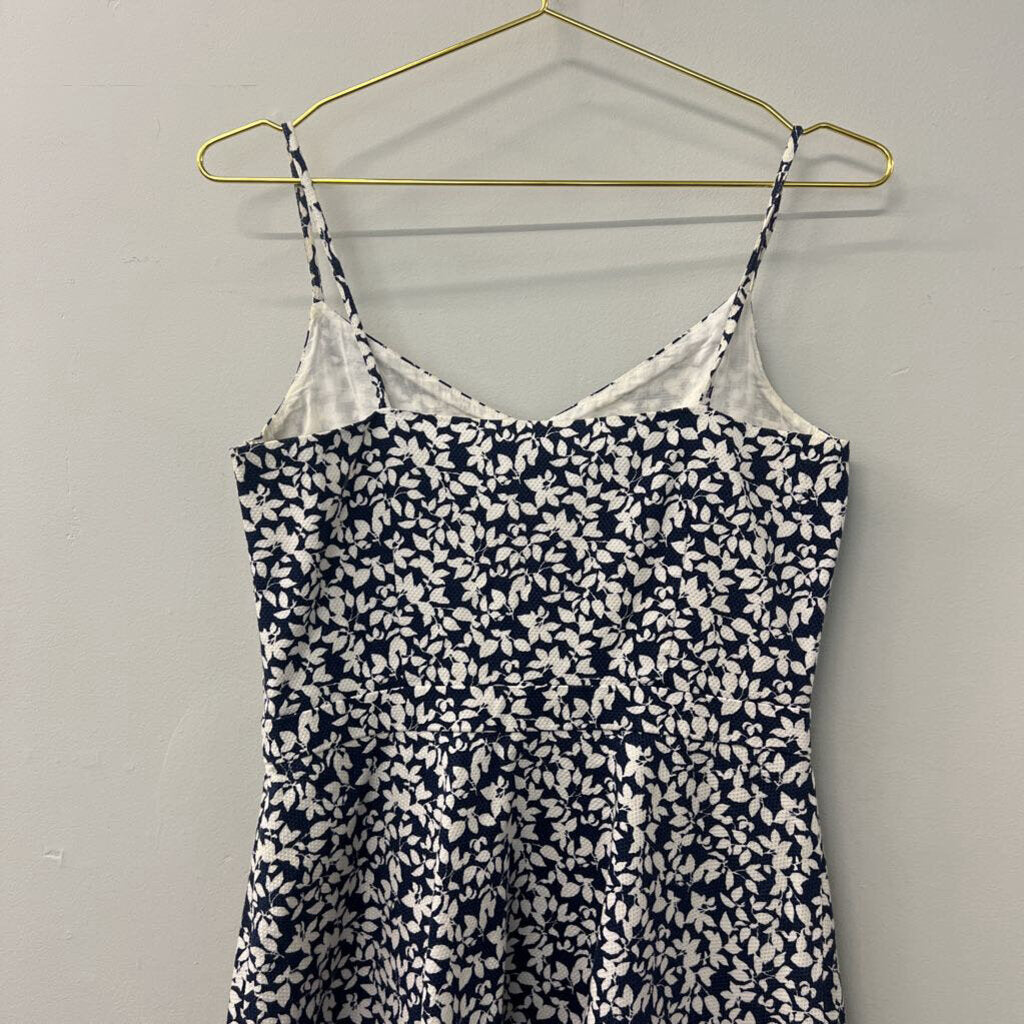 Joie Navy/ White Flower Print Textured Dress Medium