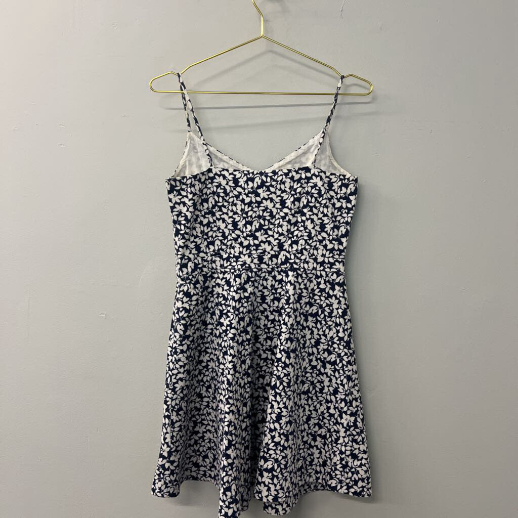 Joie Navy/ White Flower Print Textured Dress Medium