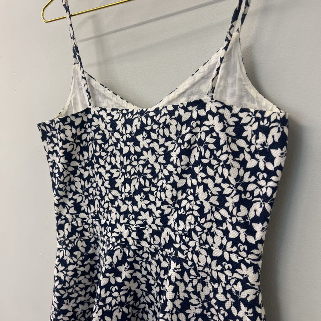 Joie Navy/ White Flower Print Textured Dress Medium