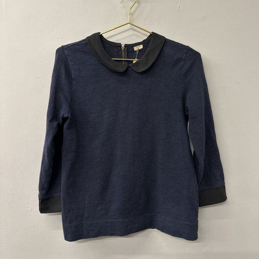 J Crew Navy/ Black Collar Long Sleeve Top Small