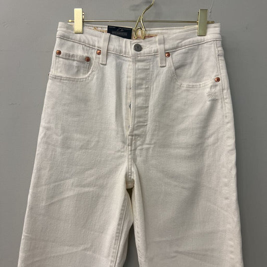 Levis White Ribcage Straight Ankle Jeans 26 NWT