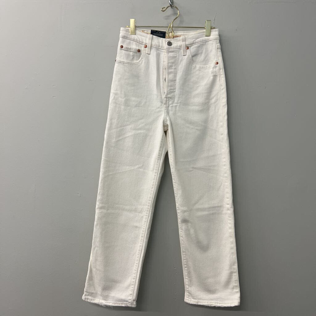 Levis White Ribcage Straight Ankle Jeans 26 NWT