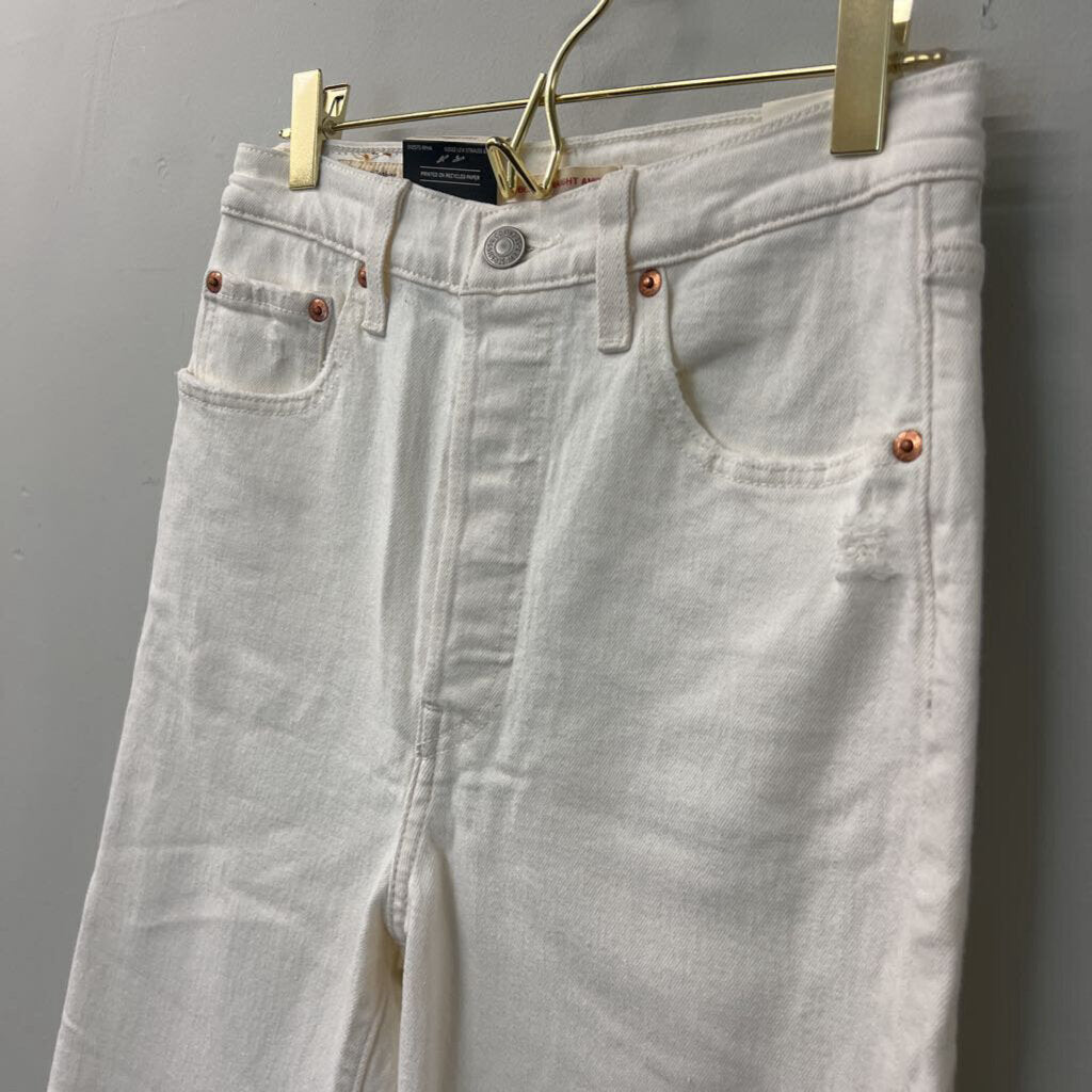 Levis White Ribcage Straight Ankle Jeans 26 NWT