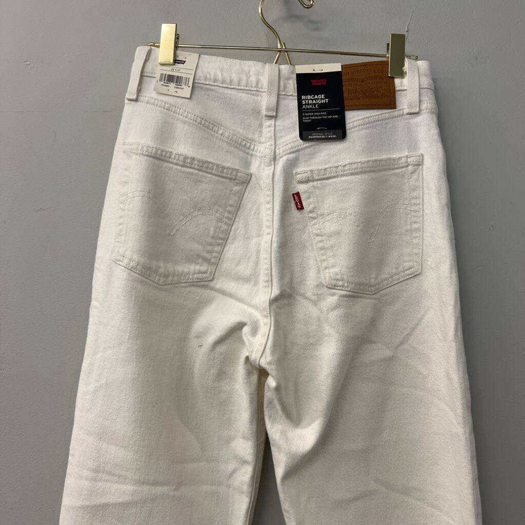 Levis White Ribcage Straight Ankle Jeans 26 NWT