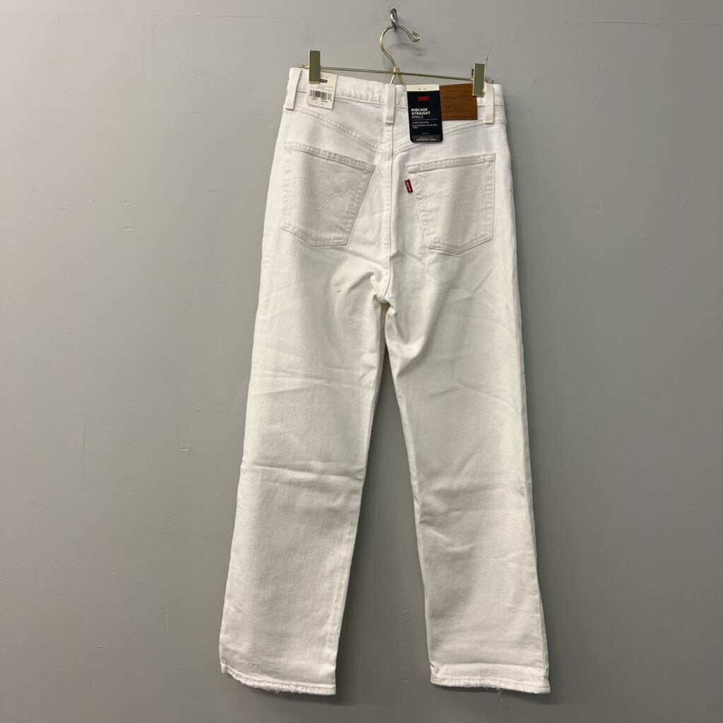 Levis White Ribcage Straight Ankle Jeans 26 NWT