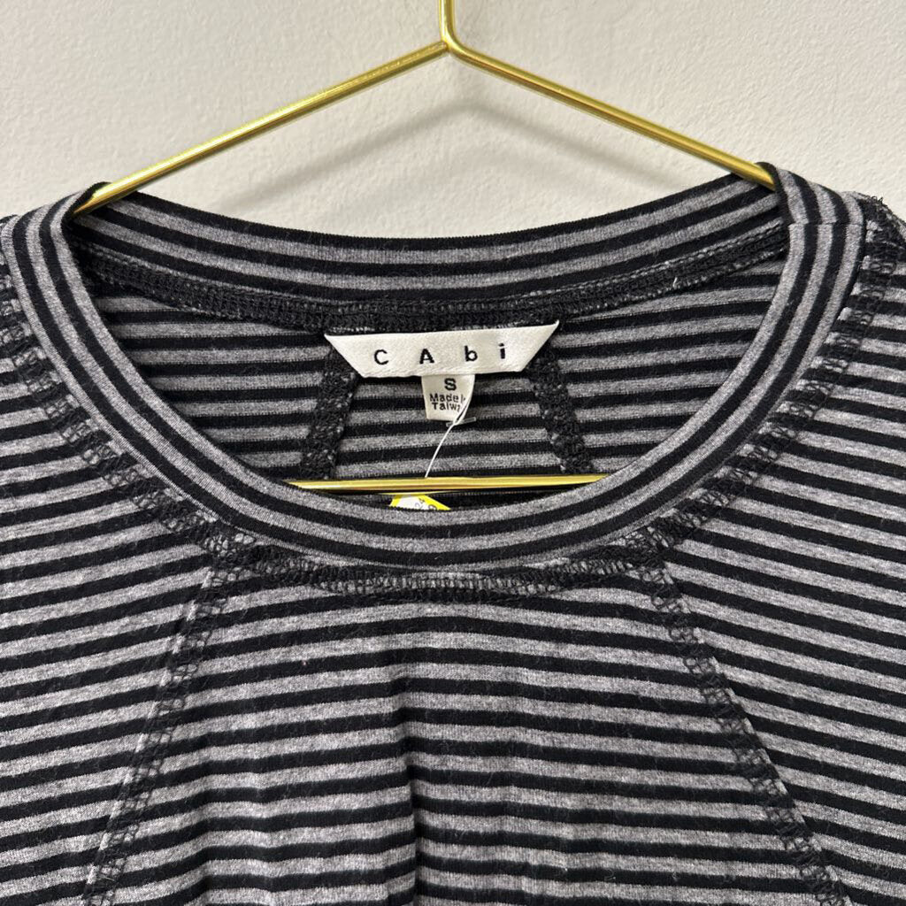 Cabi Grey/ Black Striped Long Sleeve Top Small