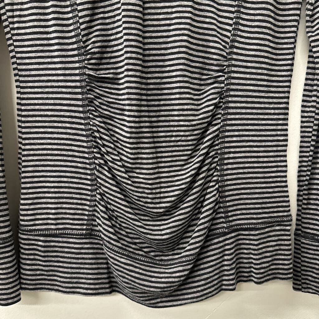 Cabi Grey/ Black Striped Long Sleeve Top Small