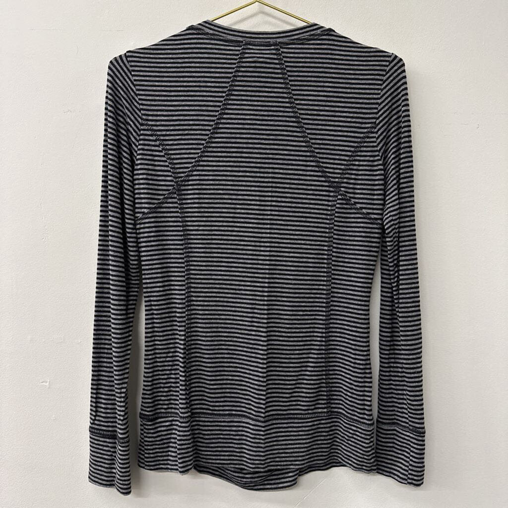 Cabi Grey/ Black Striped Long Sleeve Top Small