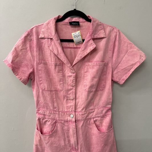 Vici Pink Short Sleeve Jumpsuit Medium