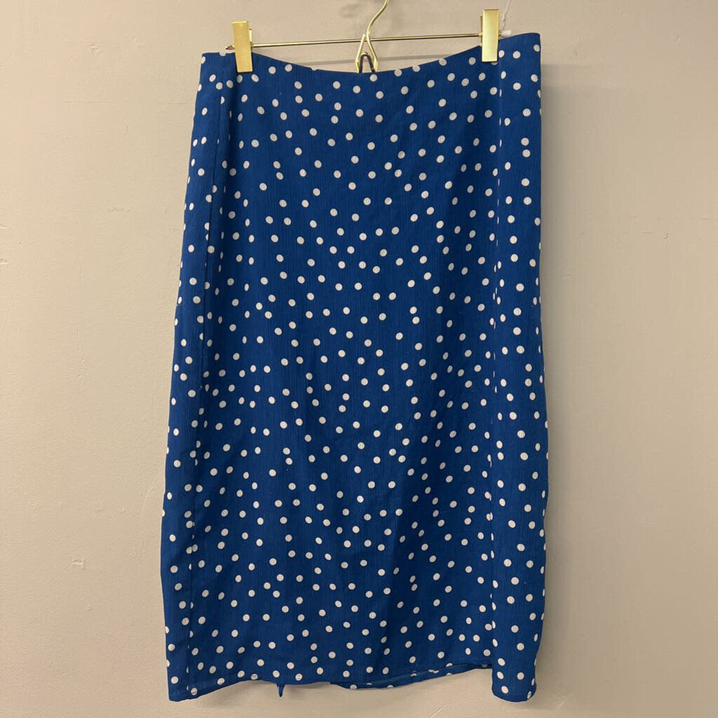 Gilli Blue/ White Polka Dot Midi Skirt Medium