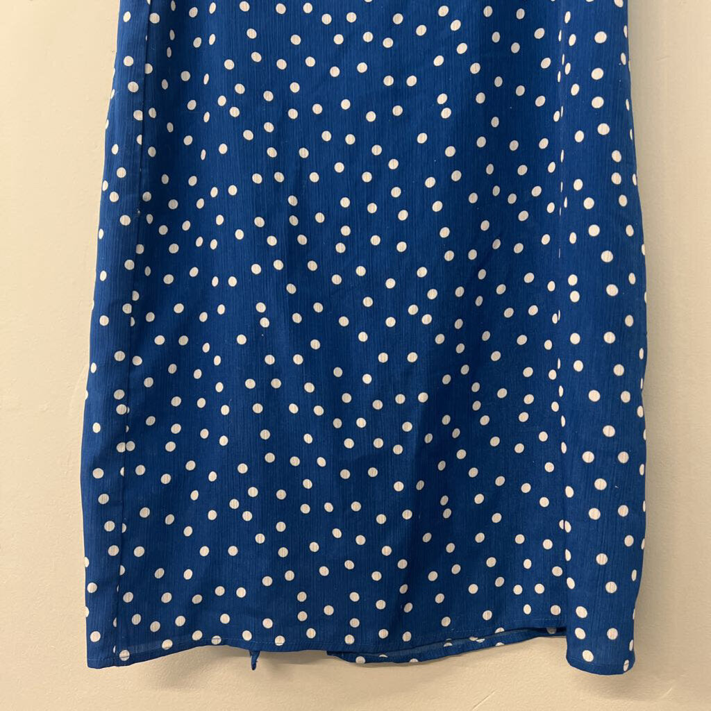 Gilli Blue/ White Polka Dot Midi Skirt Medium