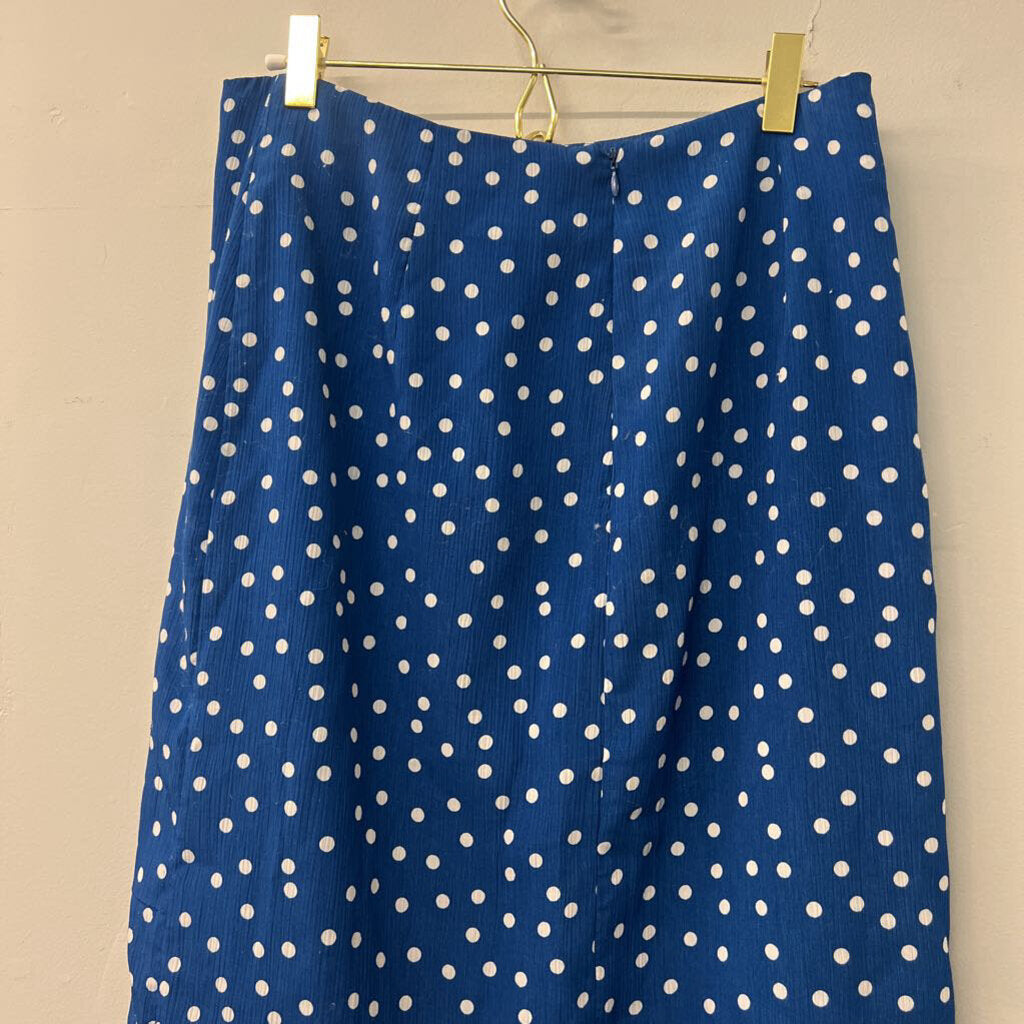 Gilli Blue/ White Polka Dot Midi Skirt Medium