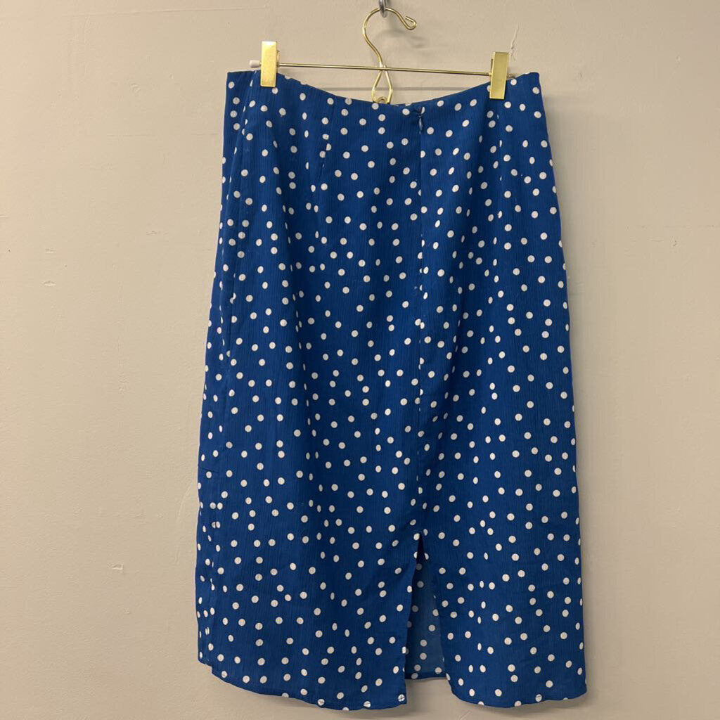 Gilli Blue/ White Polka Dot Midi Skirt Medium