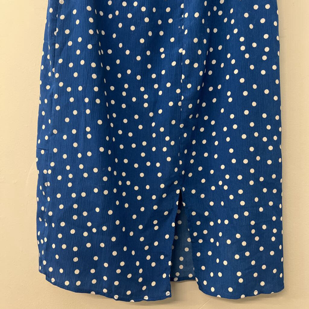 Gilli Blue/ White Polka Dot Midi Skirt Medium