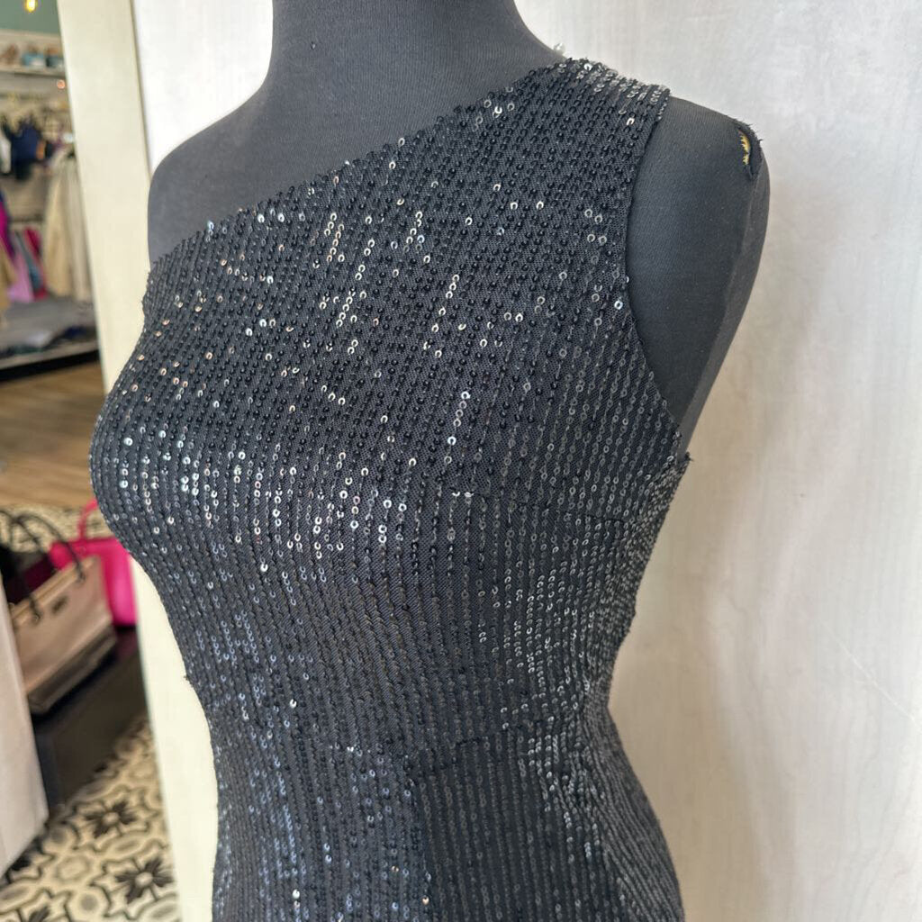 Sequined One Shoulder Mini Dress Extra Small