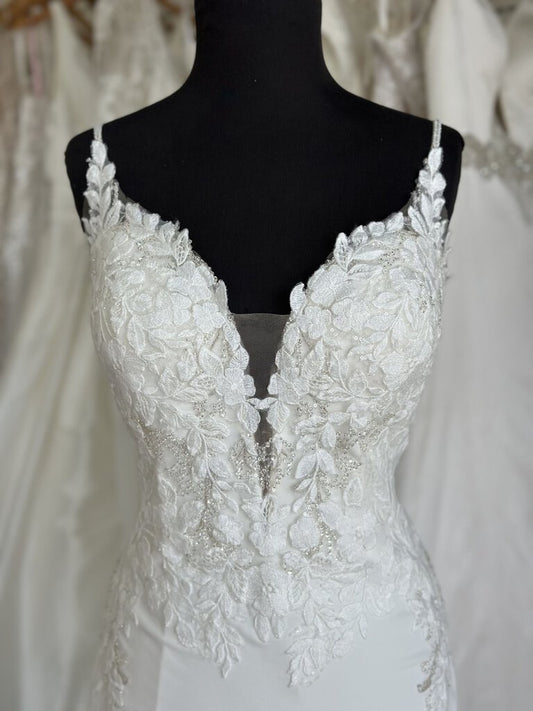 Allure Beaded Lace Crepe Sheath Bridal Gown 14