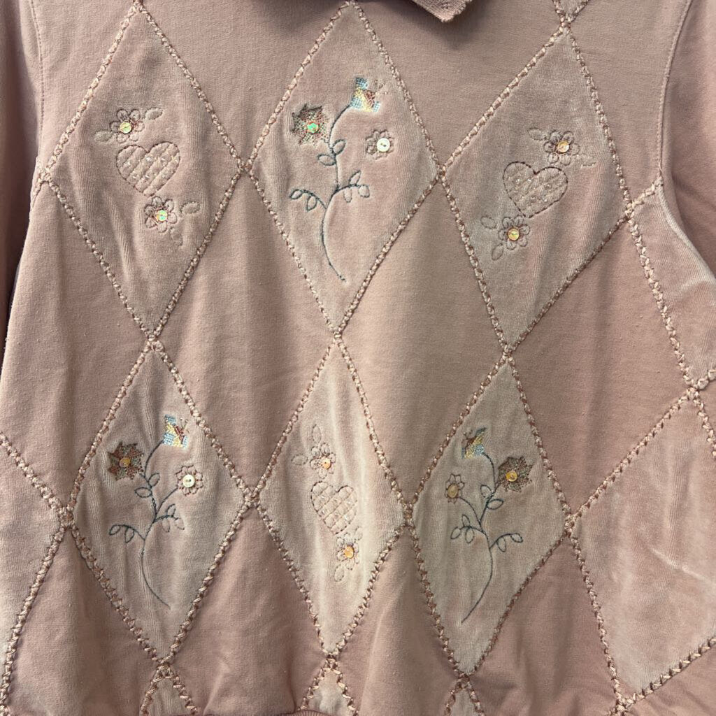 Vintage Alfred Dunner Soft Pink Diamond Print Top Large Petite