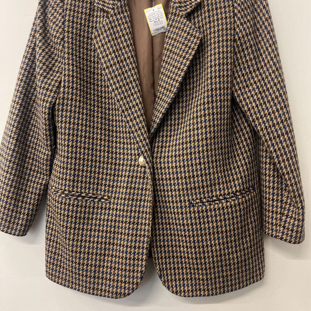 Vintage Sag Harbor Brown/ Blue Houndstooth Blazer 8P