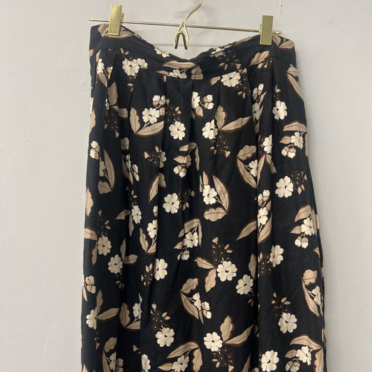 Vintage Sag Harbor Black/ Brown Print Midi Skirt Medium