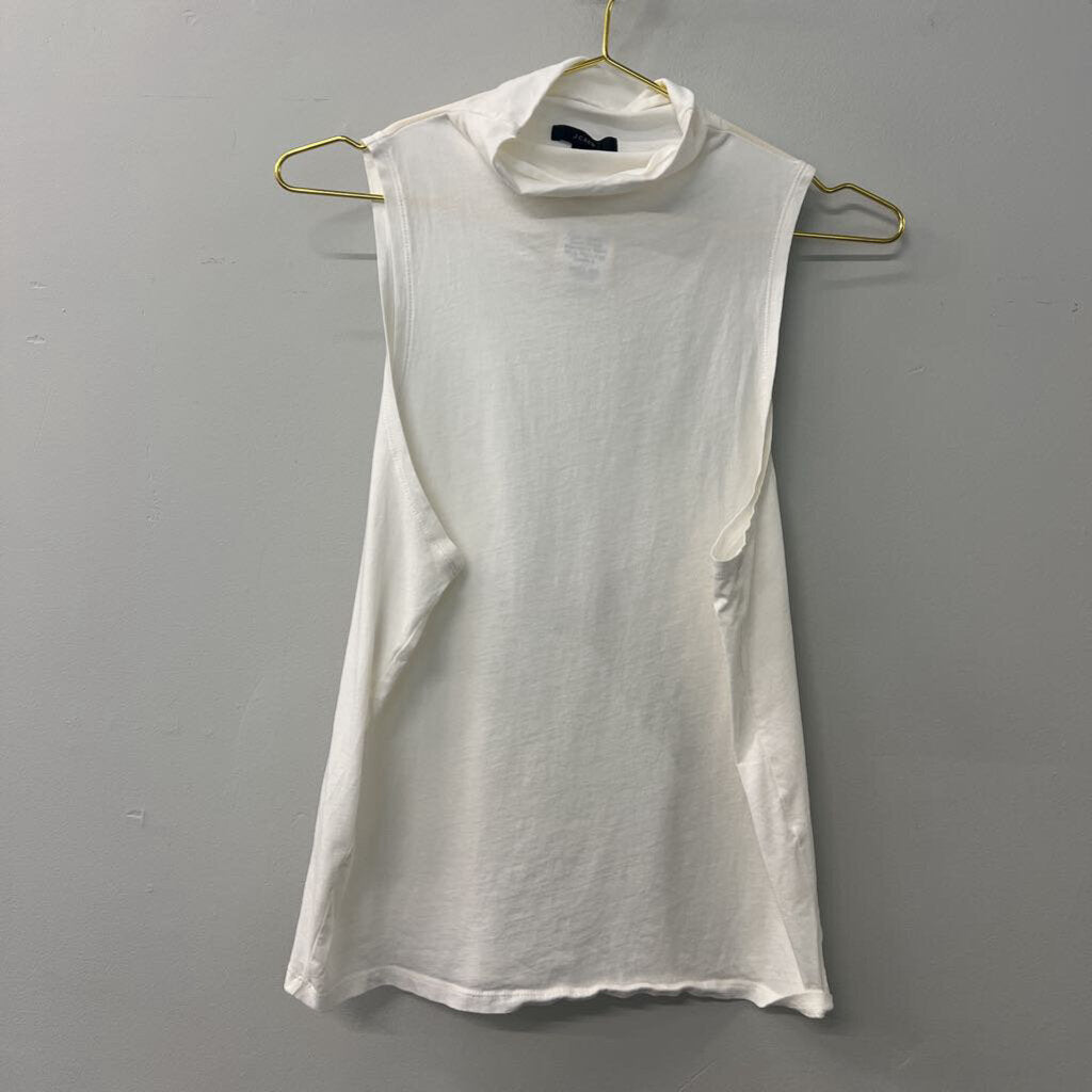 J Crew Cream Sleeveless Mock Neck Top Large