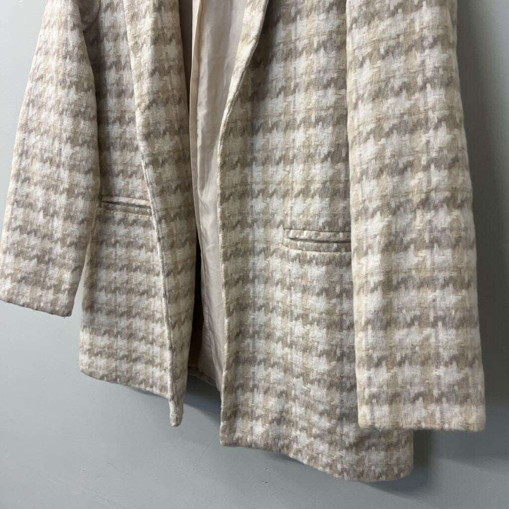 Entro Beige/ Cream Houndstooth Blazer Jacket Large