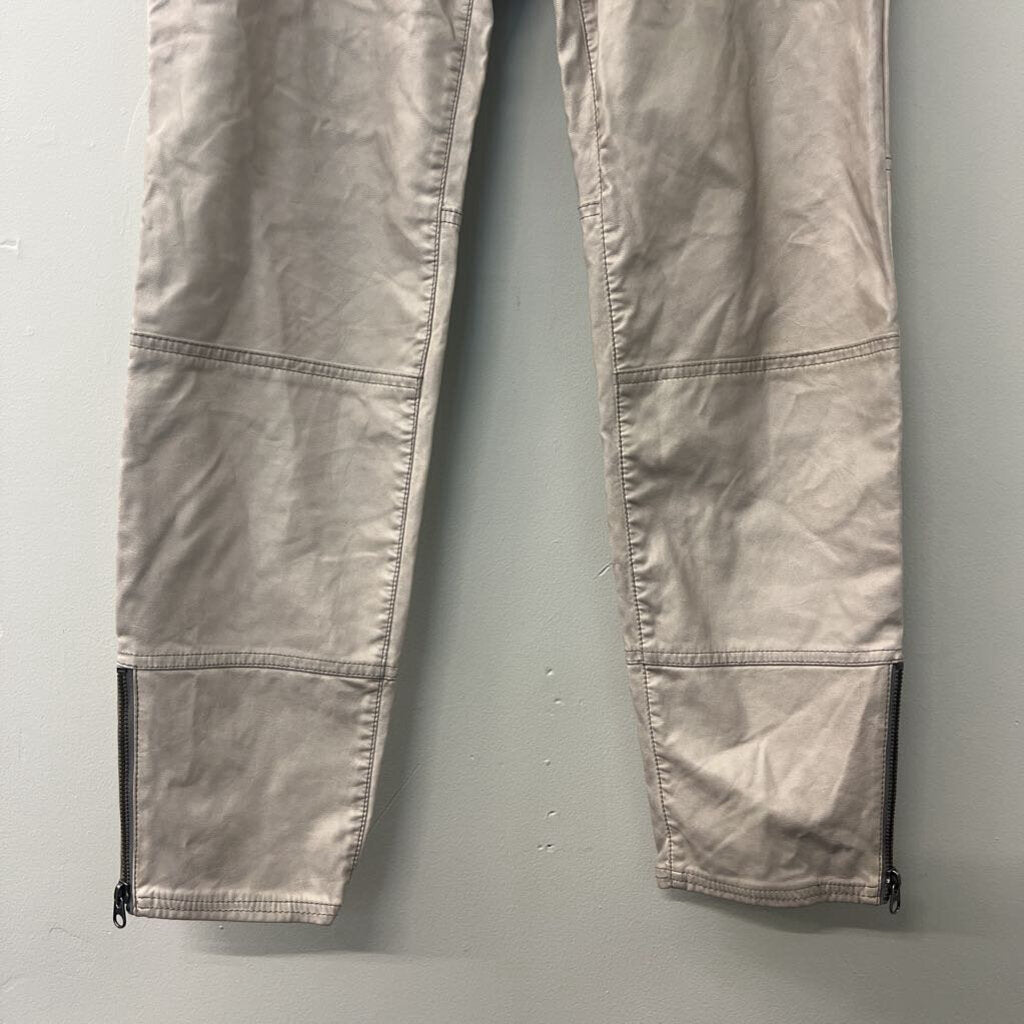 Free People Grey Leather Biker Pants 10