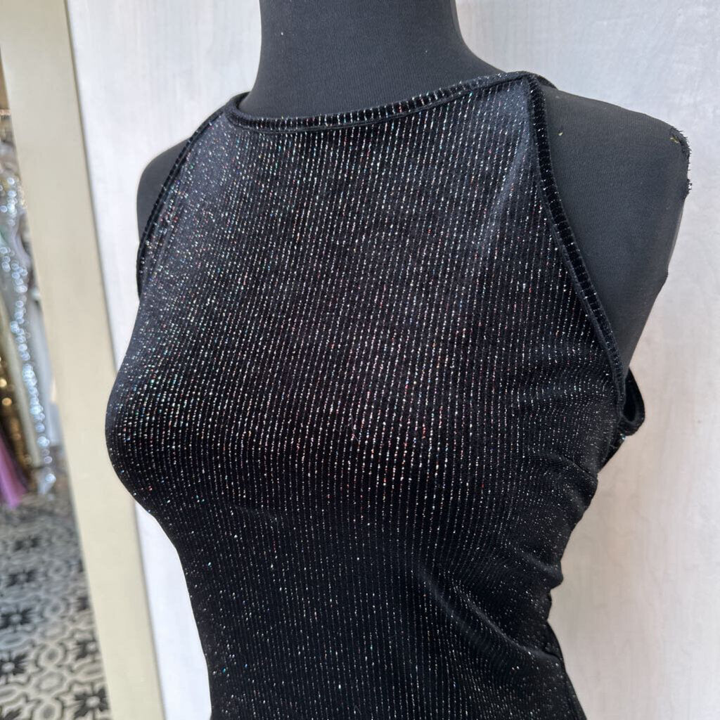 Velvet Glitter Thread Fitted Dress Large