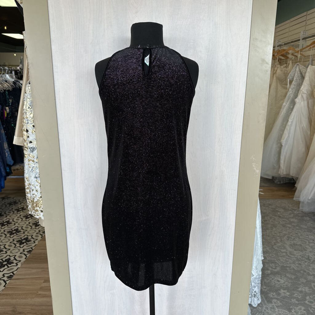 Velvet Glitter Thread Fitted Dress Large