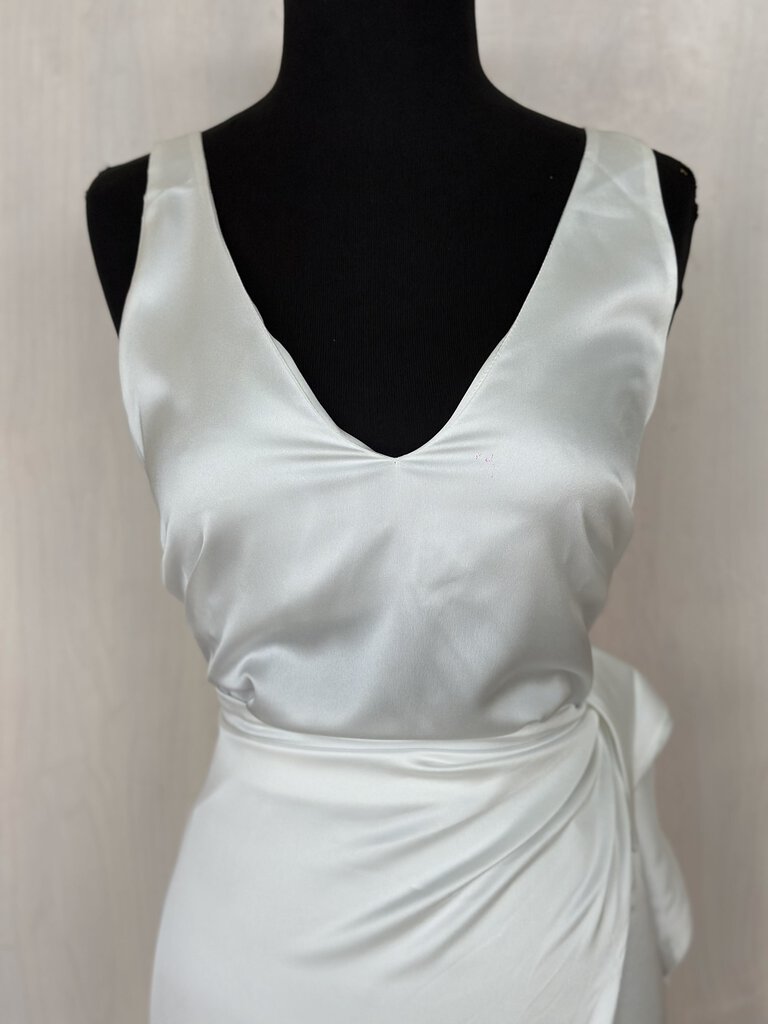 Show Me Your Mumu White Silky Tie Waist Dress Large