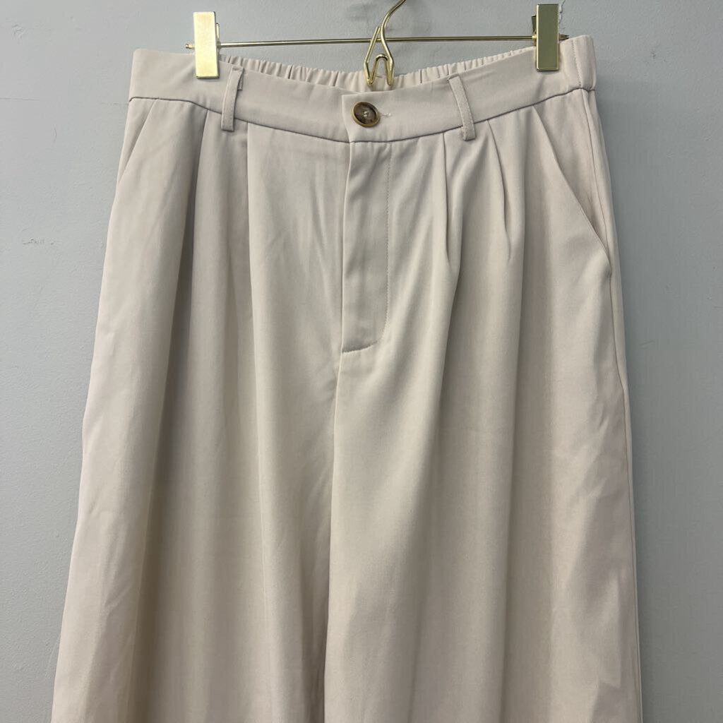 Aaron & Amber Beige High Waisted Wide Leg Pants Large