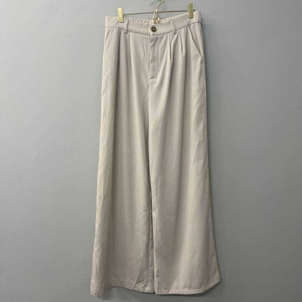 Aaron & Amber Beige High Waisted Wide Leg Pants Large