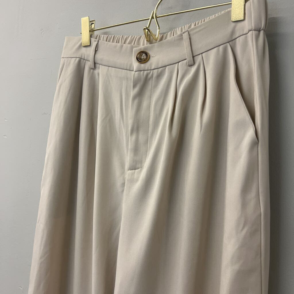 Aaron & Amber Beige High Waisted Wide Leg Pants Large