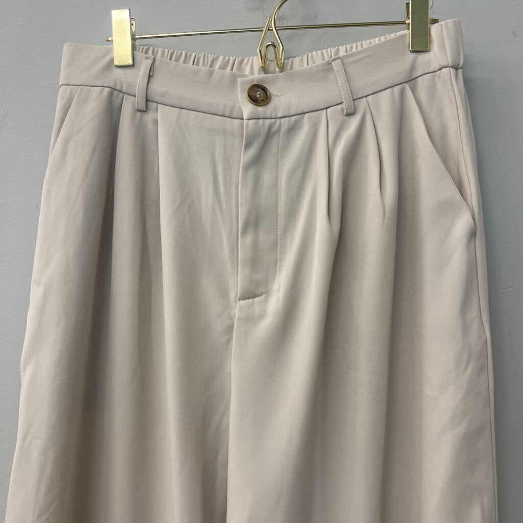 Aaron & Amber Beige High Waisted Wide Leg Pants Large