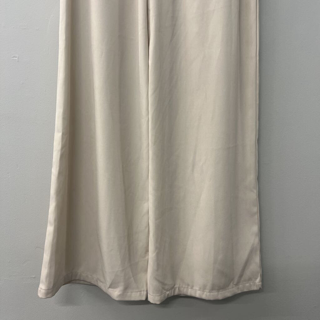 Aaron & Amber Beige High Waisted Wide Leg Pants Large