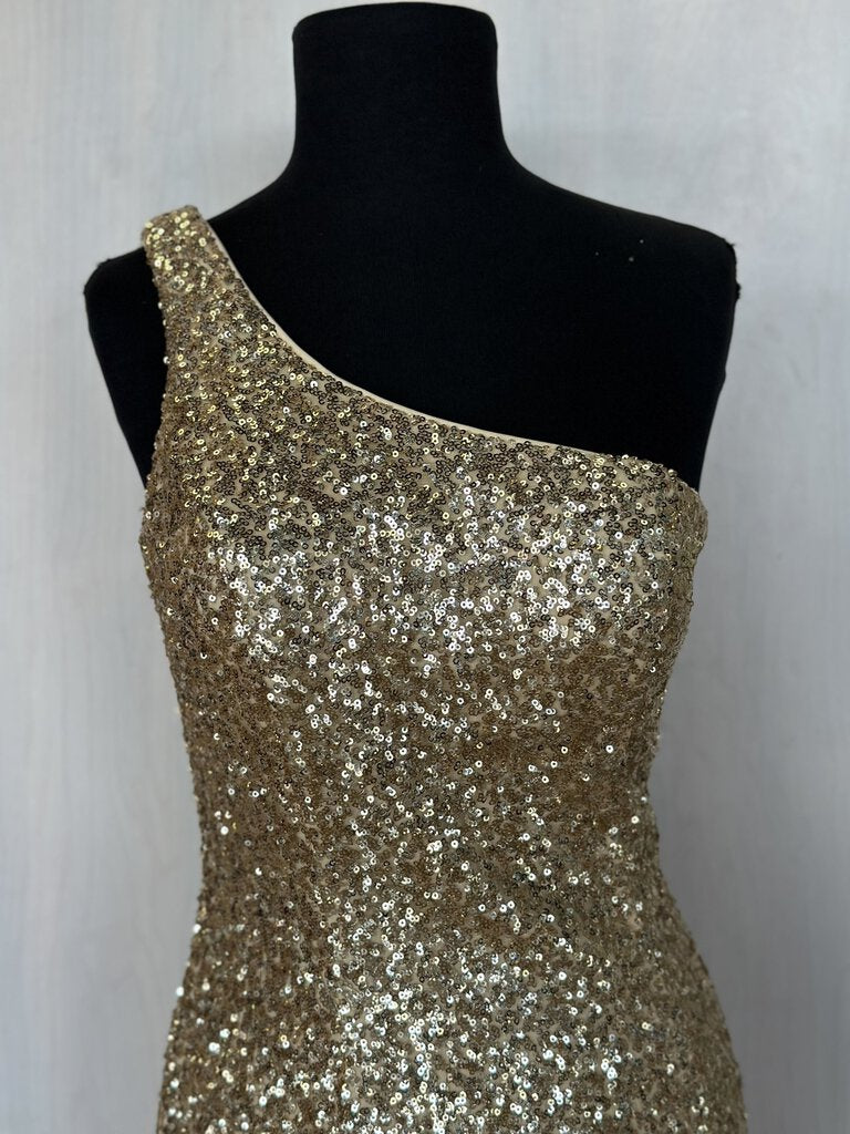 Milano One Shoulder Sequin Mini Dress Small