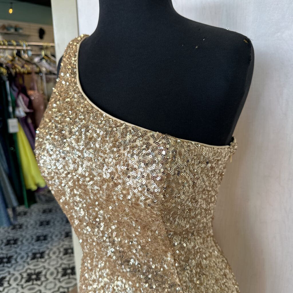 Milano One Shoulder Sequin Mini Dress Small