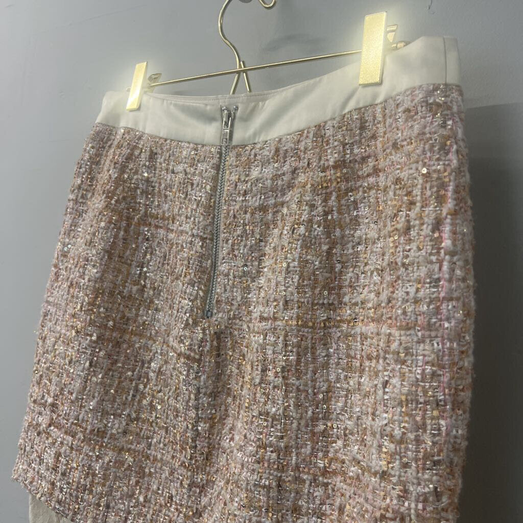 English Factory Pink/ Cream Tweed Skirt With Lace Bottom Medium