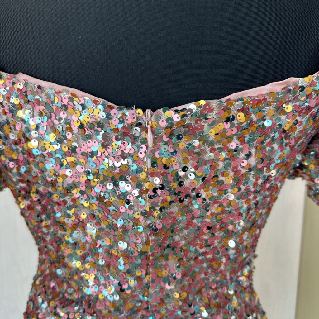 Puff Sleeve Sequin Mini Dress Medium