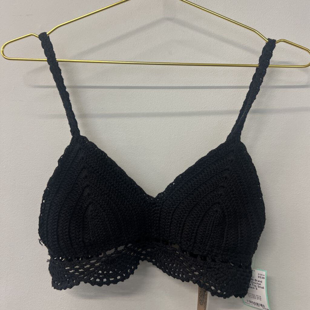 Black Crochet Bralette Top Small