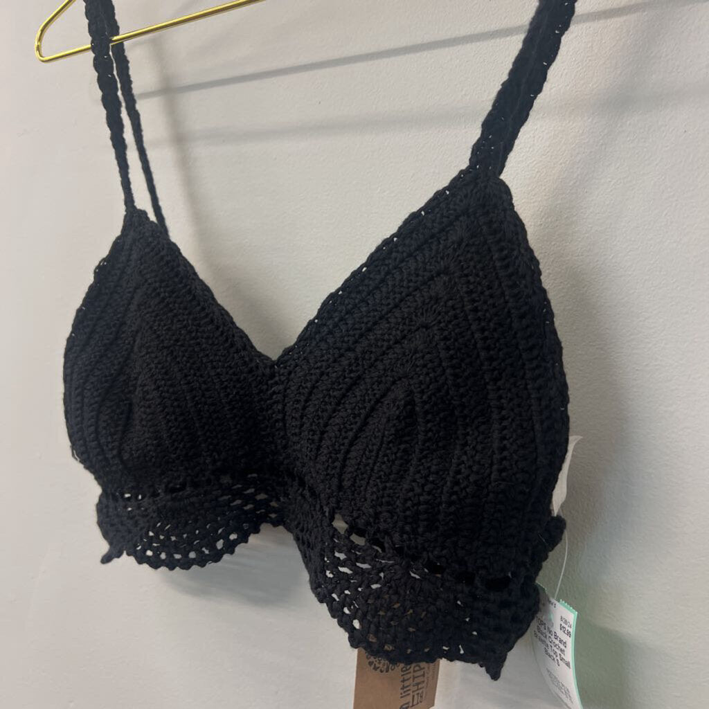 Black Crochet Bralette Top Small